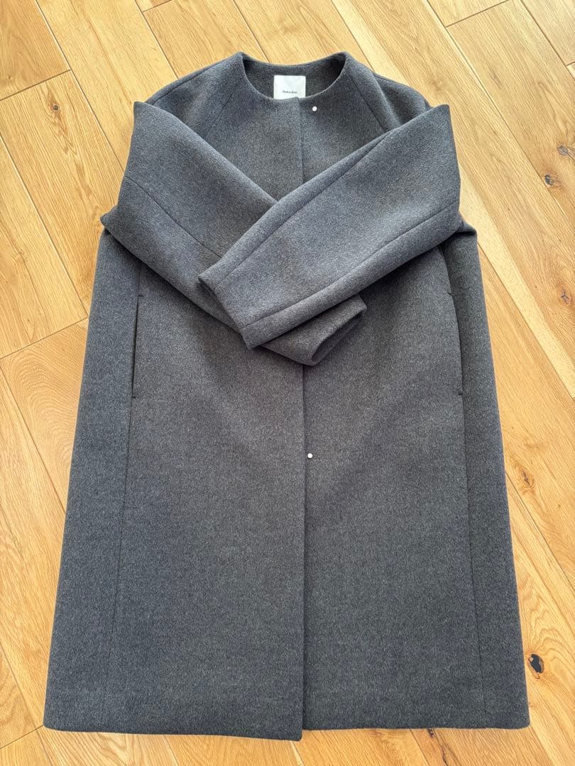 spick and span S160 ビーバーノーカラーコート グレー　36
