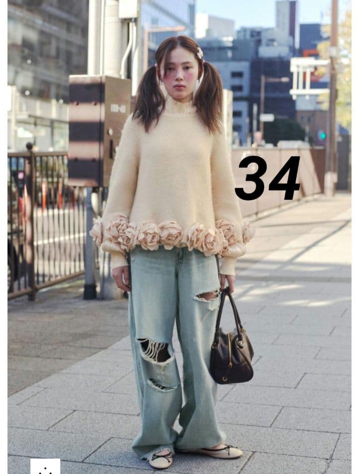 【最安値】ZARA TRF ミッドライズ折り返しウエストデニムパンツ 34 完売