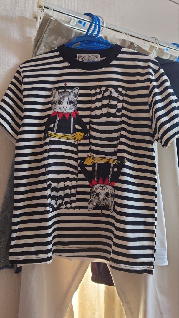 ヒグチユウコ正規品2枚セット　猫イラスト ストライプTシャツ Sサイズ