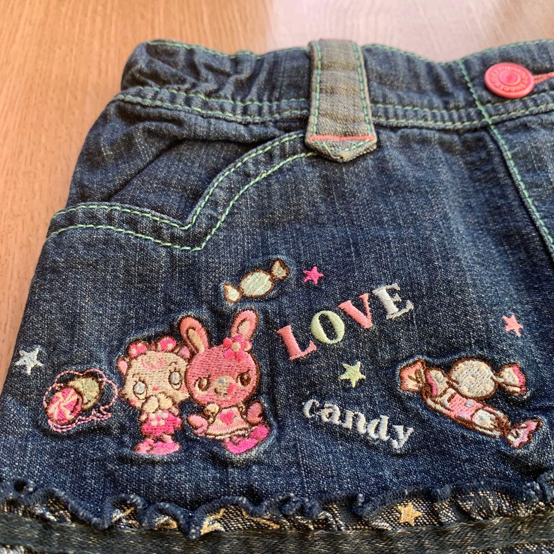 メゾピアノ　ミミちゃん刺繍パーカー　デニムスカート　110セット